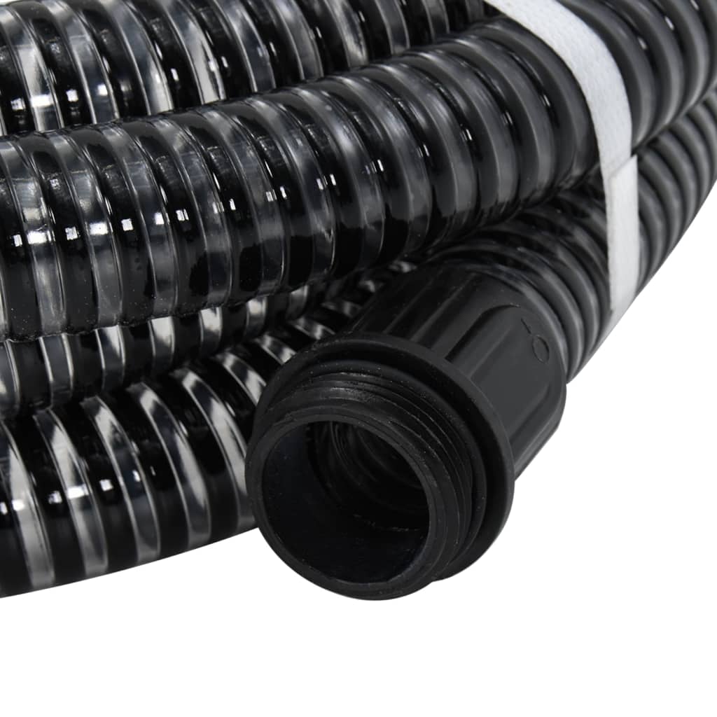 Tubo di Aspirazione con Raccordi in Ottone Nero 1,1" 25 m PVC