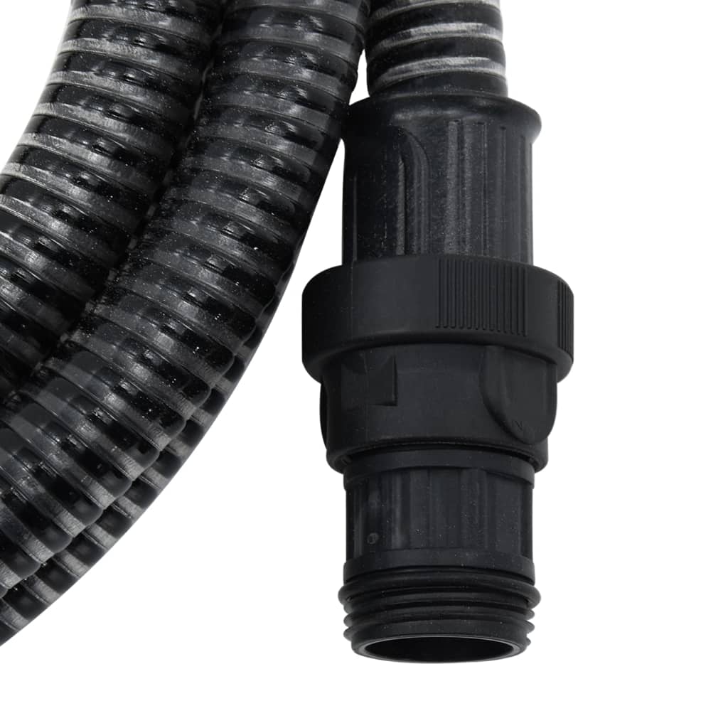 Tubo di Aspirazione con Raccordi in Ottone Nero 1" 4 m in PVC