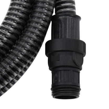 Tubo di Aspirazione con Raccordi in Ottone Nero 1" 4 m in PVC