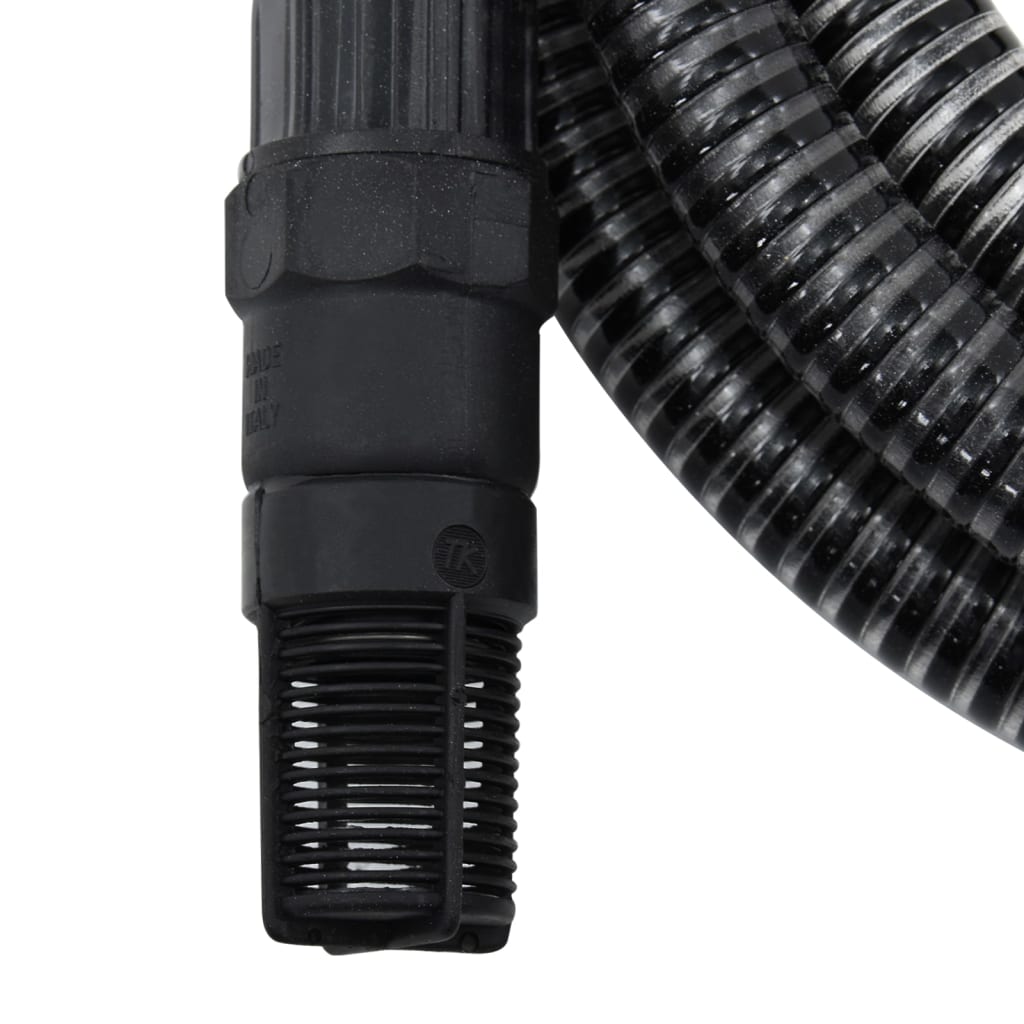 Tubo di Aspirazione con Raccordi in Ottone Nero 1" 7 m in PVC