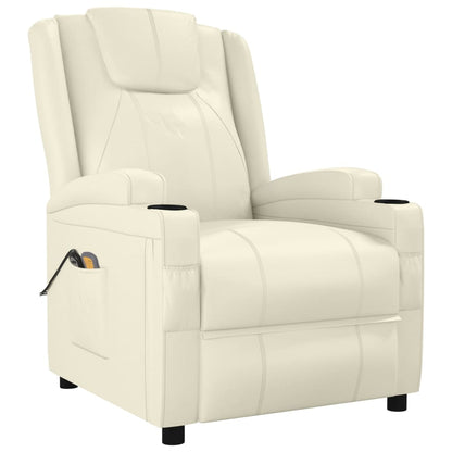 Poltrona Massaggiante Elettrica Bianco Crema Similpelle