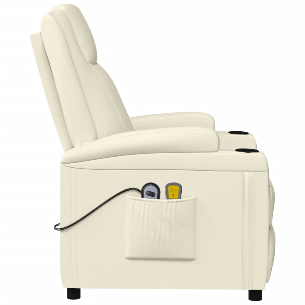 Poltrona Massaggiante Elettrica Bianco Crema Similpelle