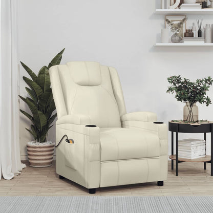 Poltrona Massaggiante Elettrica Bianco Crema Similpelle