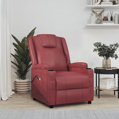 Poltrona Massaggio Elettrica Rosso Vino Similpelle