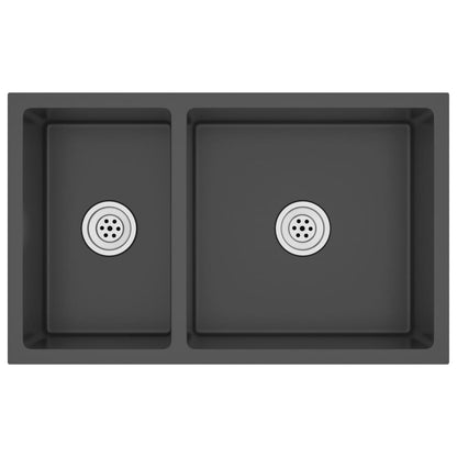 Lavello da Cucina Nero in Acciaio Inossidabile