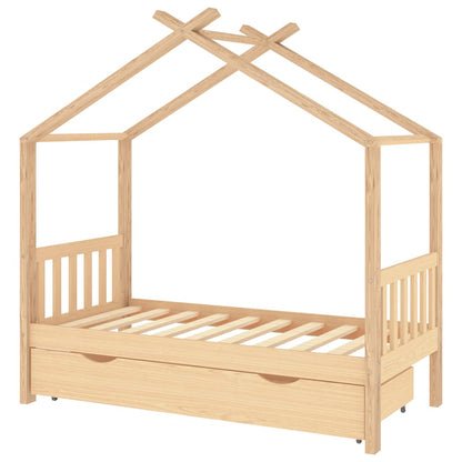 Giroletto per Bambini con Cassetto Legno Massello Pino 80x160cm