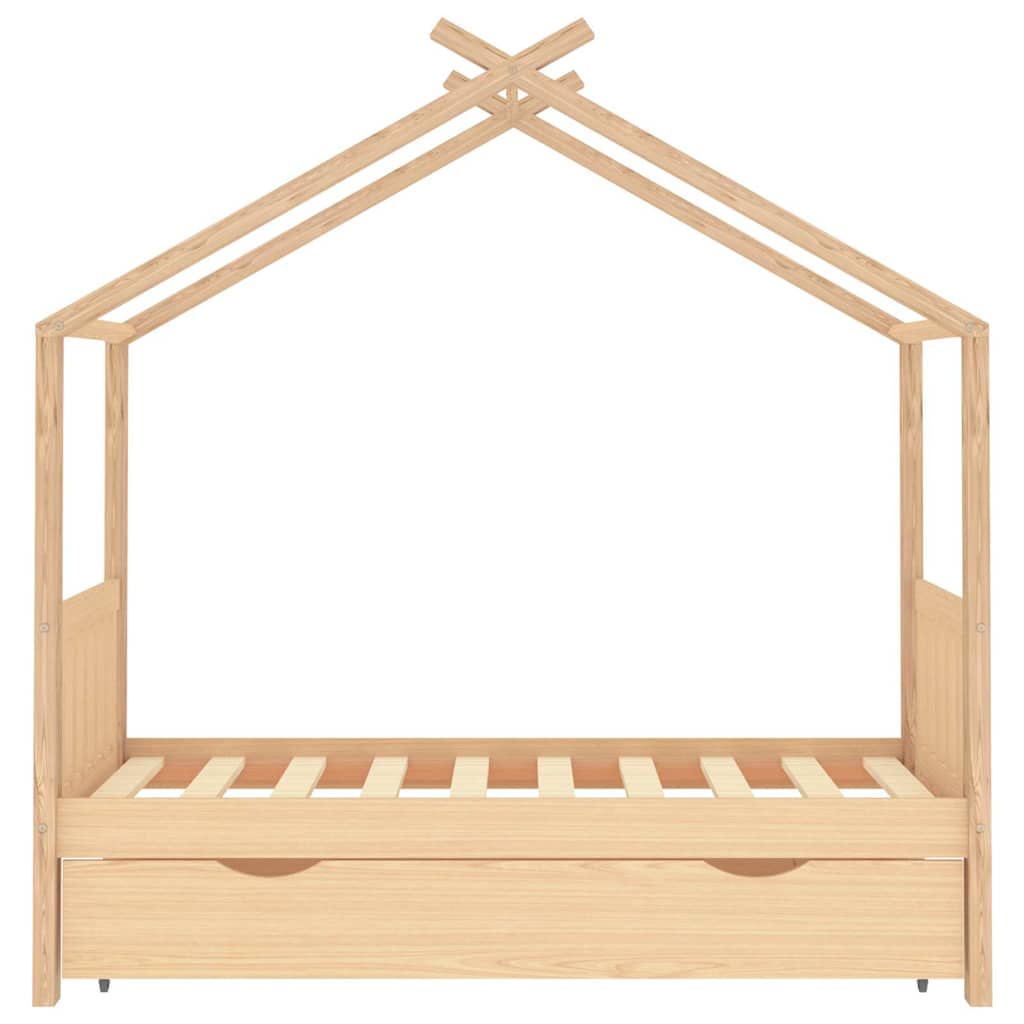 Giroletto per Bambini con Cassetto Legno Massello Pino 80x160cm