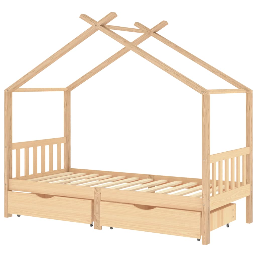 Giroletto Bambini con Cassetti 90x200 cm Legno Massello di Pino