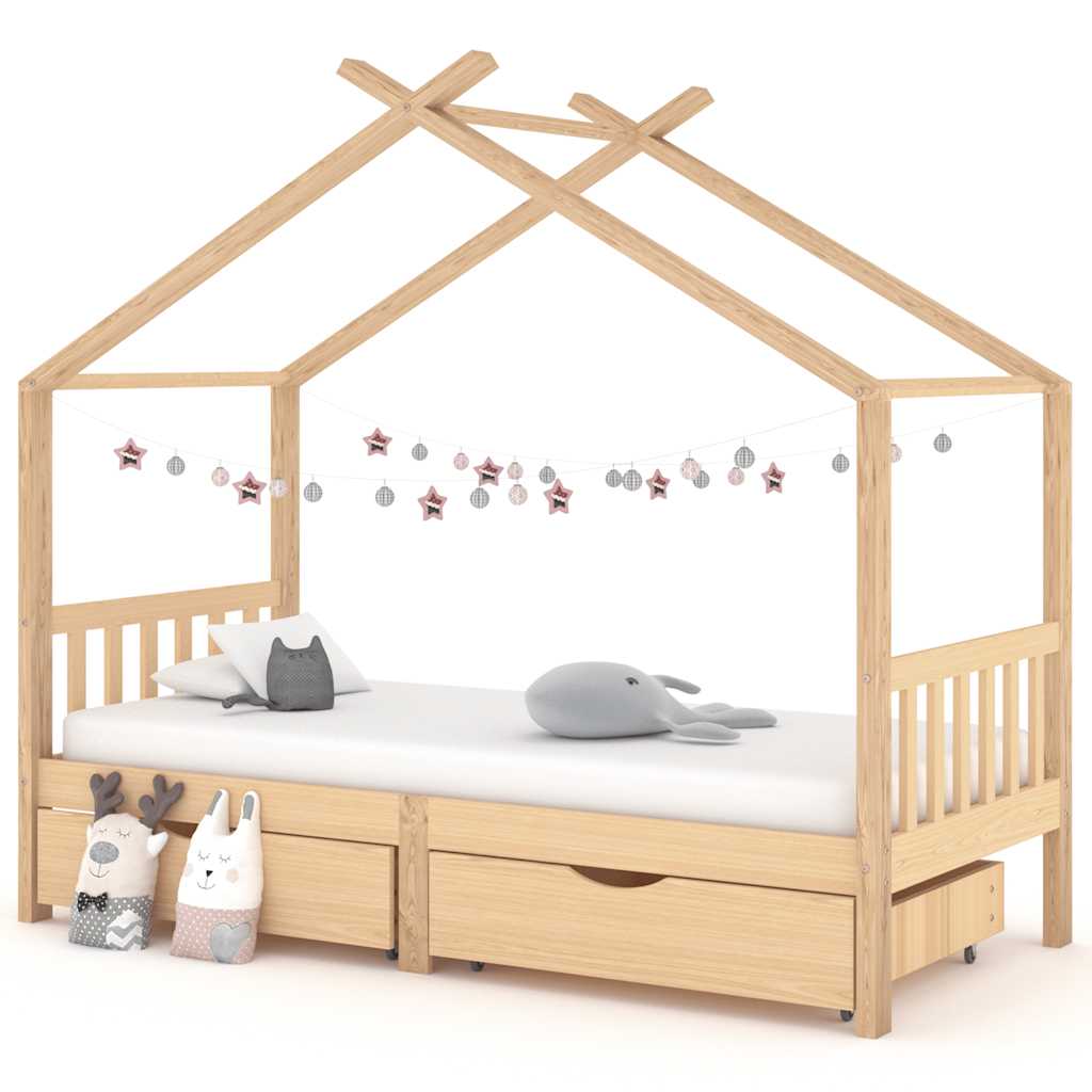 Giroletto Bambini con Cassetti 90x200 cm Legno Massello di Pino