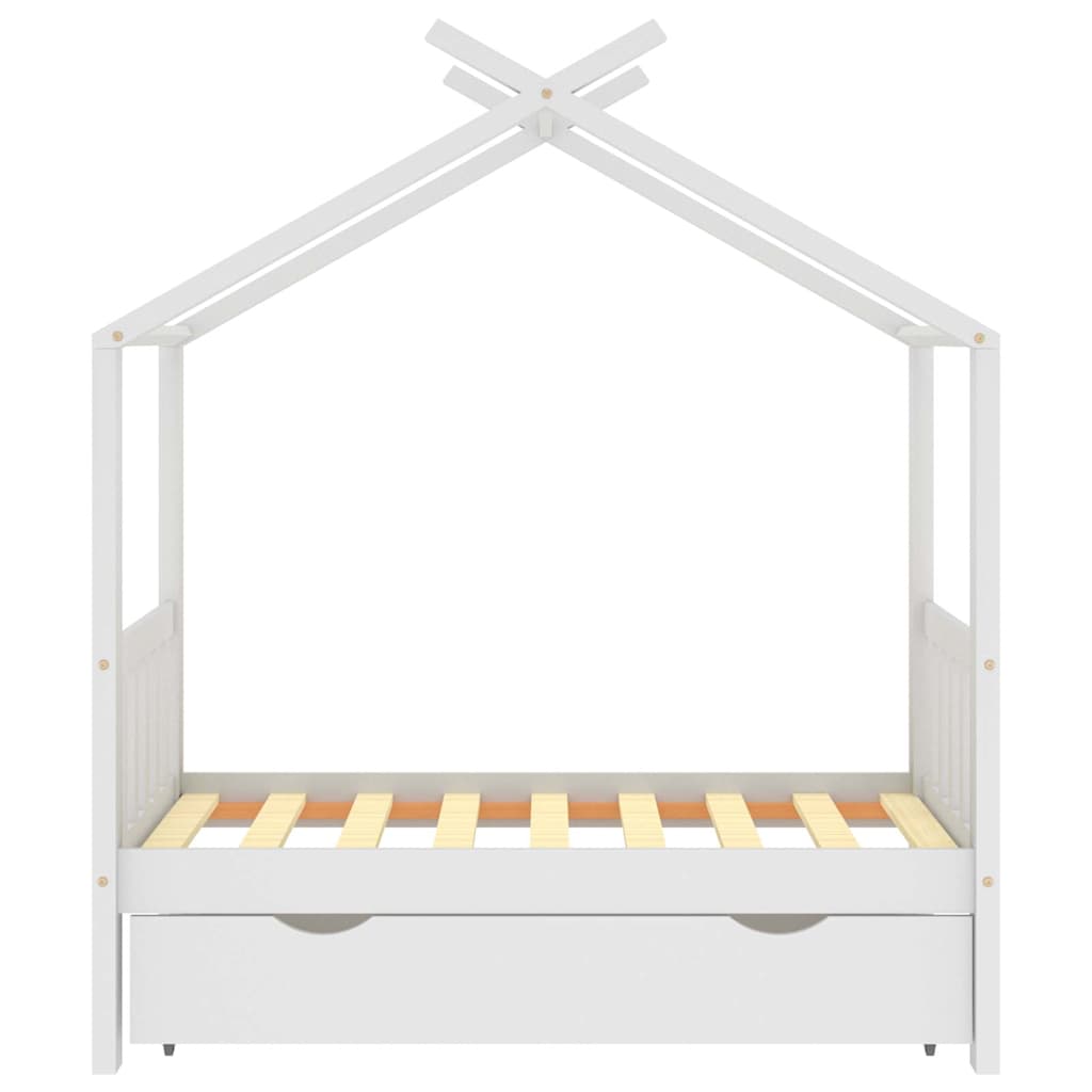 Giroletto Bambini con Cassetto Bianco Legno di Pino 70x140 cm