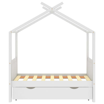 Giroletto Bambini con Cassetto Bianco Legno di Pino 70x140 cm