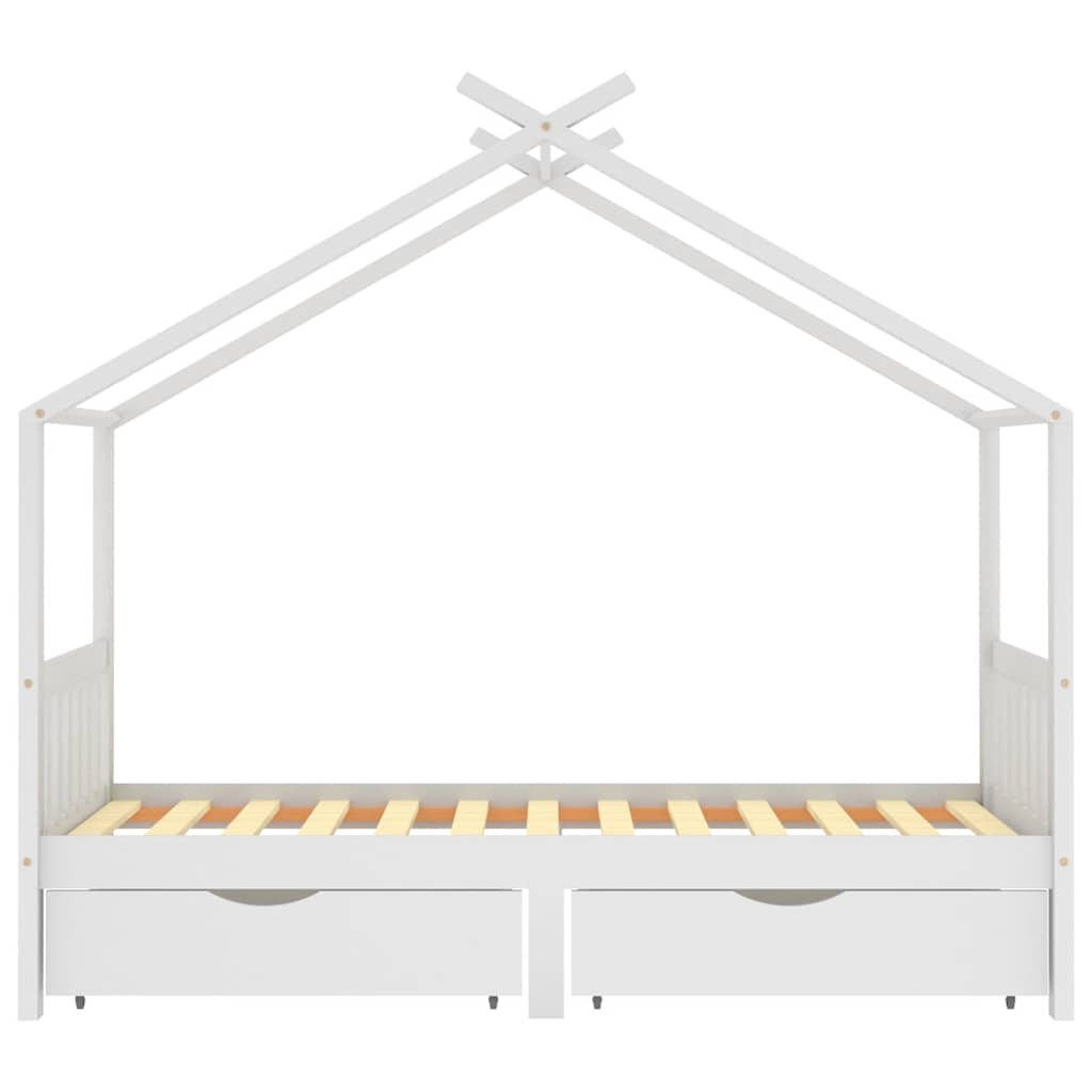 Giroletto Bambini Bianco con Cassetti Massello di Pino 90x200cm