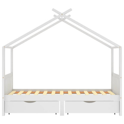 Giroletto Bambini Bianco con Cassetti Massello di Pino 90x200cm