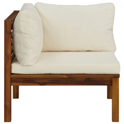 Divani Angolari 2 pz con Cuscini Bianco Crema Massello Acacia