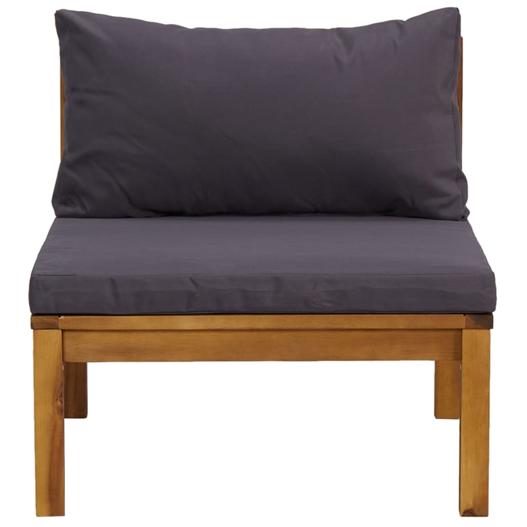 Set Divani Giardino 3 pz con Cuscini Grigio Scuro Legno Acacia