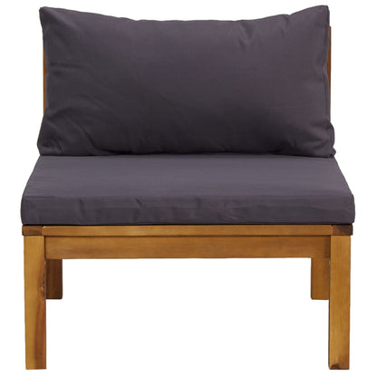 Set Divani da Giardino 2pz Cuscini Grigio Scuro Massello Acacia