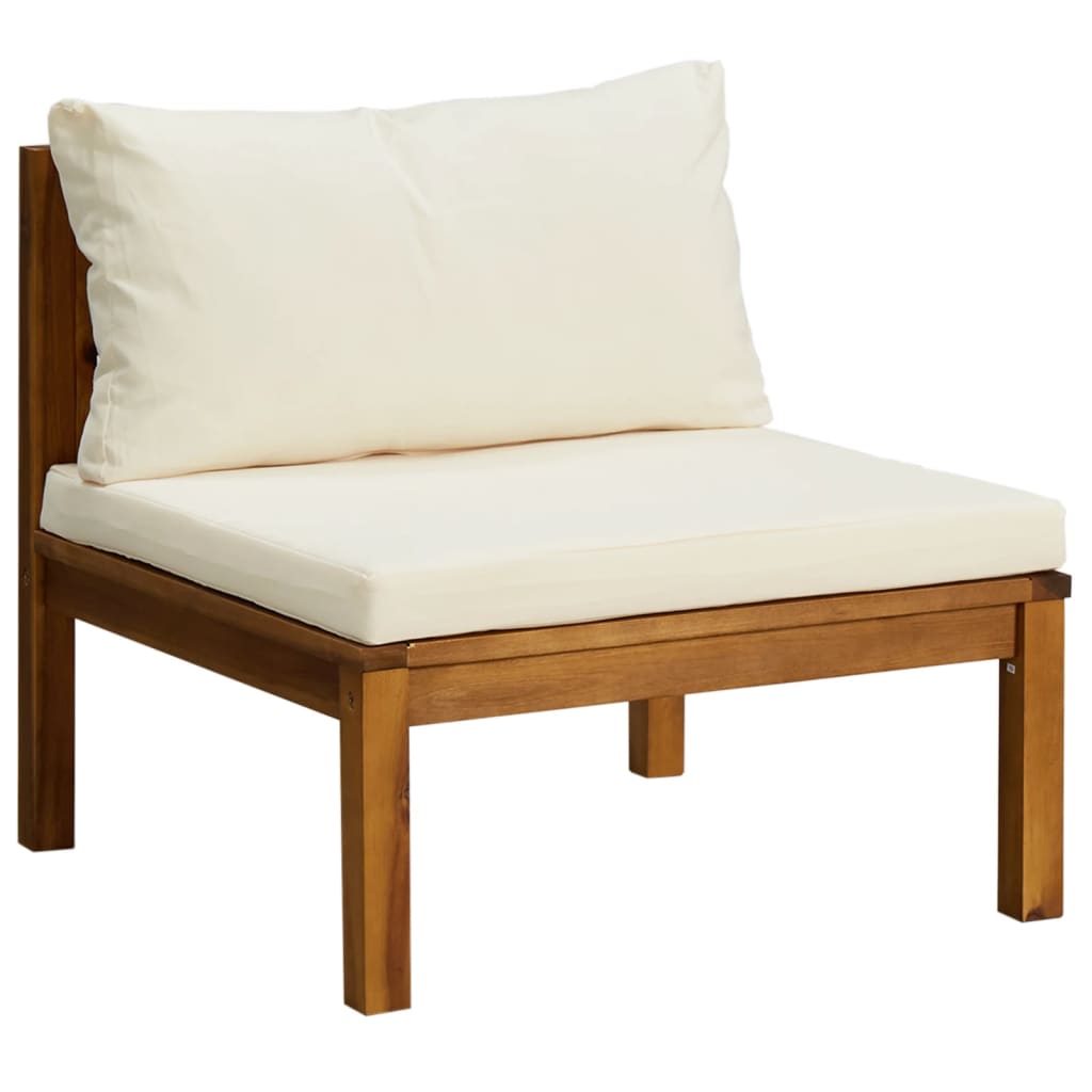 Set Divani da Giardino 2pz Cuscini Bianco Crema Massello Acacia