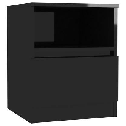 Comodini 2 pz Nero Lucido 40x40x50 cm in Legno Multistrato