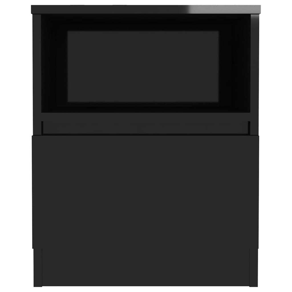 Comodini 2 pz Nero Lucido 40x40x50 cm in Legno Multistrato
