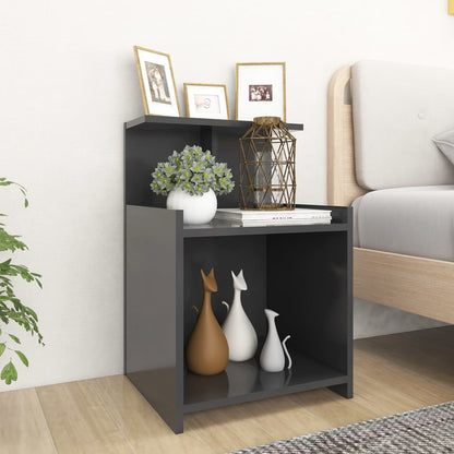 Comodino Grigio 40x35x60 cm in Legno Multistrato