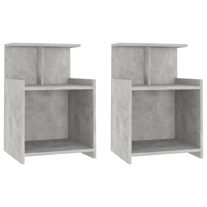 Comodini 2pz Grigio Cemento 40x35x60 cm in Legno Multistrato