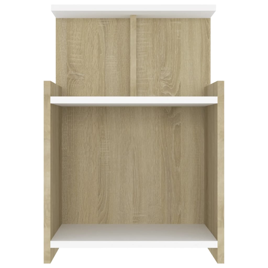 Comodino Bianco e Rovere Sonoma 40x35x60 cm Legno Multistrato