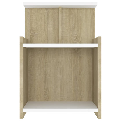 Comodino Bianco e Rovere Sonoma 40x35x60 cm Legno Multistrato