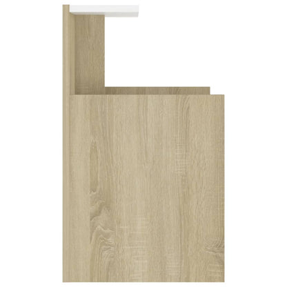 Comodino Bianco e Rovere Sonoma 40x35x60 cm Legno Multistrato