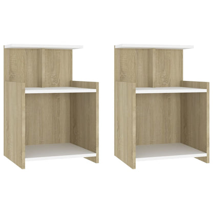 Comodini 2pz Bianco Rovere Sonoma 40x35x60 cm Legno Multistrato