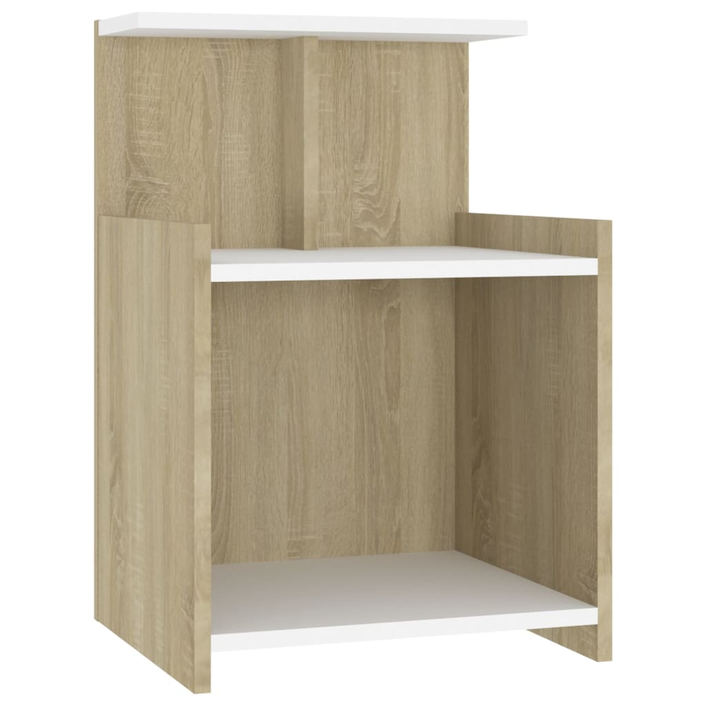 Comodini 2pz Bianco Rovere Sonoma 40x35x60 cm Legno Multistrato