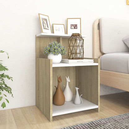Comodini 2pz Bianco Rovere Sonoma 40x35x60 cm Legno Multistrato