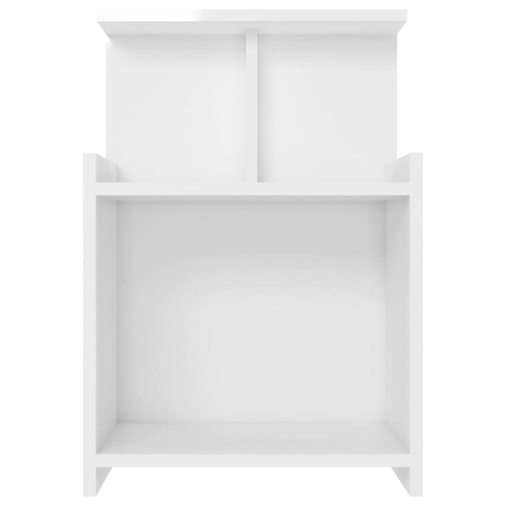 Comodini 2pz Bianco Lucido 40x35x60 cm in Legno Multistrato