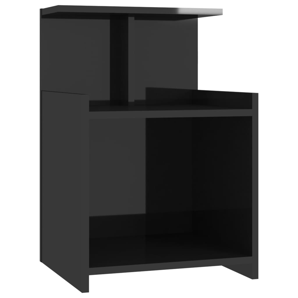 Comodini 2pz Nero Lucido 40x35x60 cm in Legno Multistrato