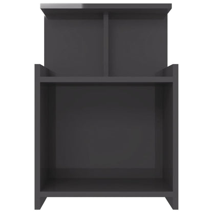 Comodino Grigio Lucido 40x35x60 cm in Legno Multistrato