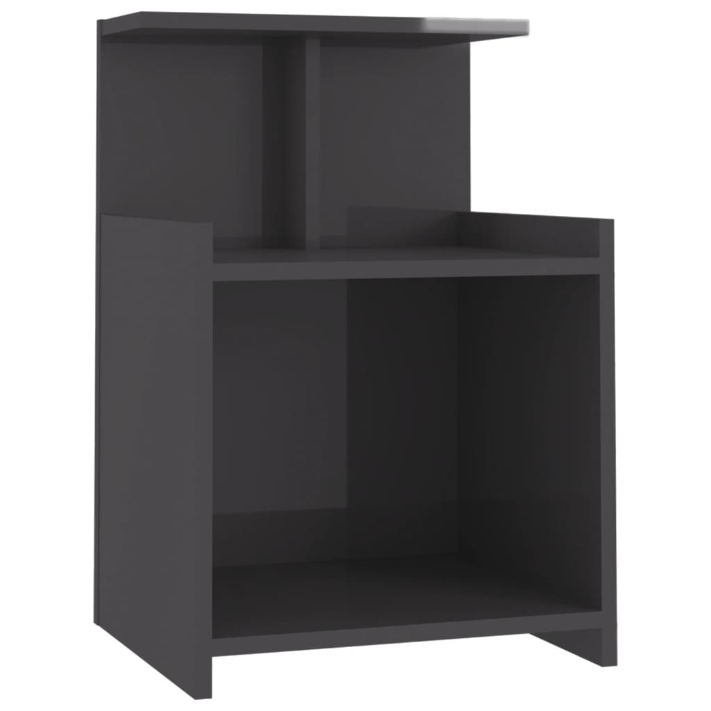 Comodini 2pz Grigio Lucido 40x35x60 cm in Legno Multistrato