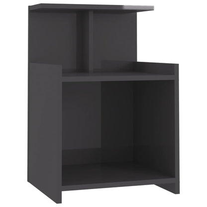 Comodini 2pz Grigio Lucido 40x35x60 cm in Legno Multistrato