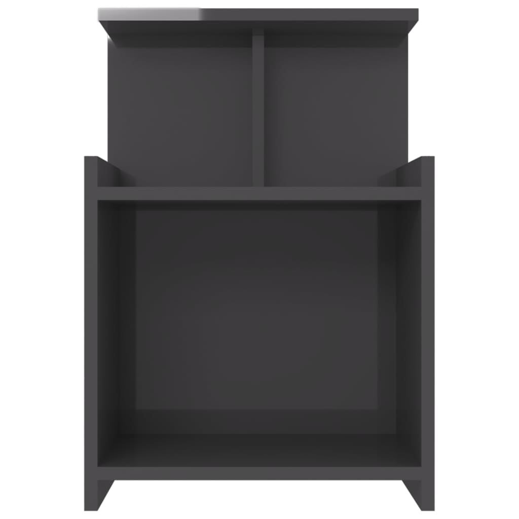 Comodini 2pz Grigio Lucido 40x35x60 cm in Legno Multistrato