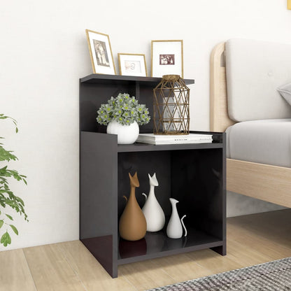 Comodini 2pz Grigio Lucido 40x35x60 cm in Legno Multistrato