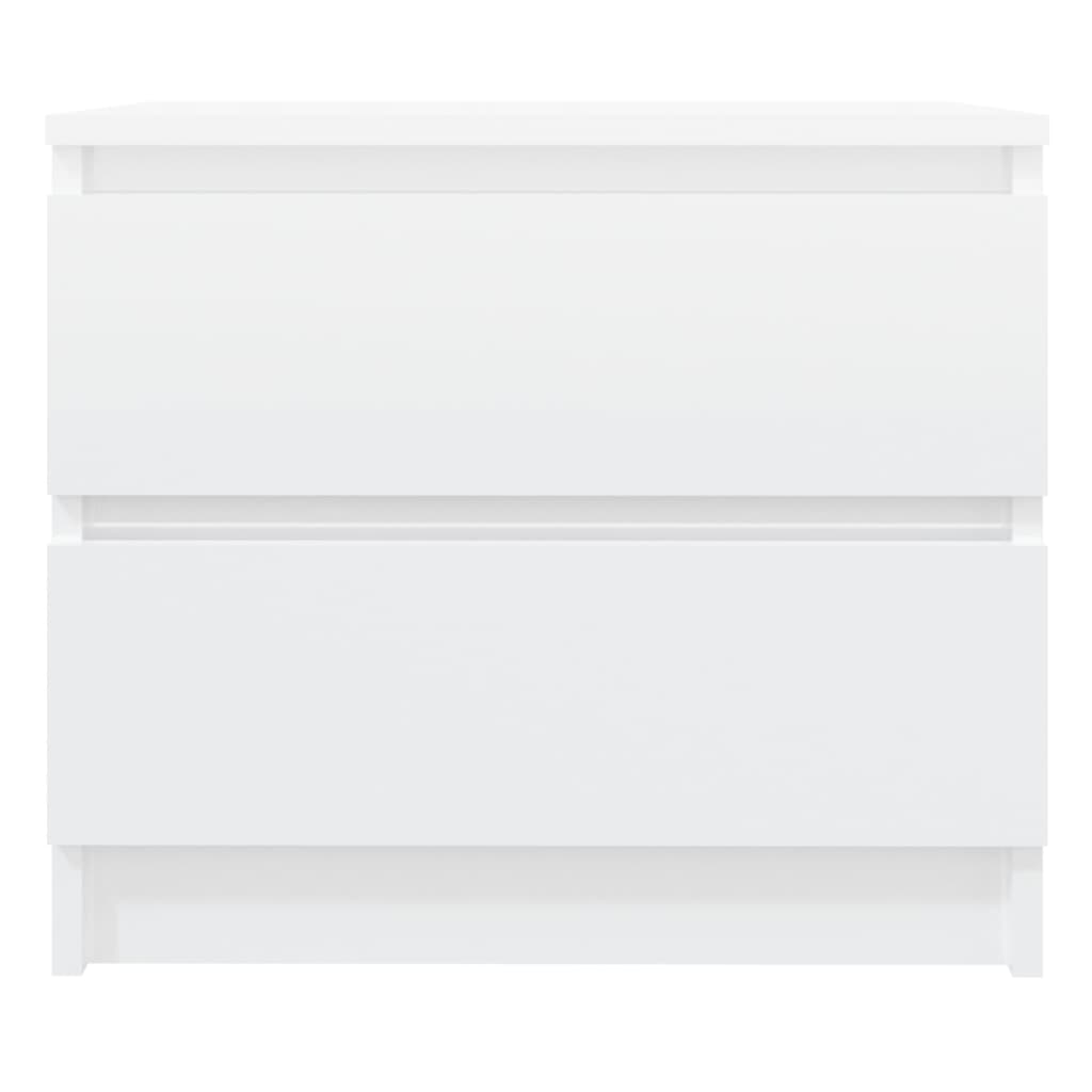 Comodini 2pz Bianco Lucido 50x39x43,5 cm in Legno Multistrato