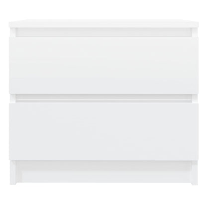 Comodini 2pz Bianco Lucido 50x39x43,5 cm in Legno Multistrato
