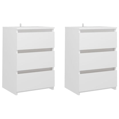 Comodini 2 pz Bianchi 40x35x62,5 cm in Legno Multistrato