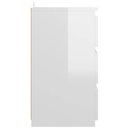 Comodino Bianco Lucido 40x35x62,5 cm in Legno Multistrato