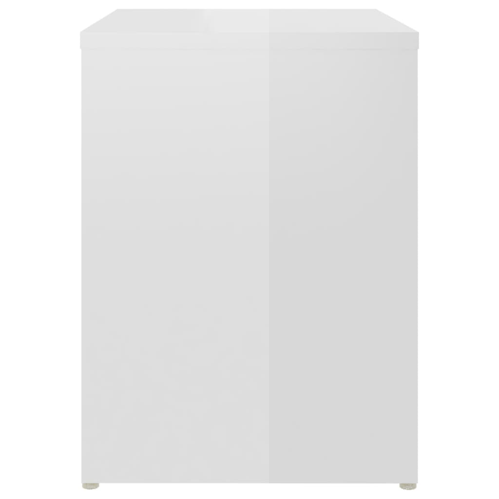 Comodino Bianco Lucido 40x30x40 cm in Legno Multistrato