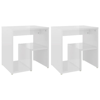 Comodini 2 pz Bianco Lucido 40x30x40 cm in Legno Multistrato