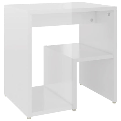 Comodini 2 pz Bianco Lucido 40x30x40 cm in Legno Multistrato