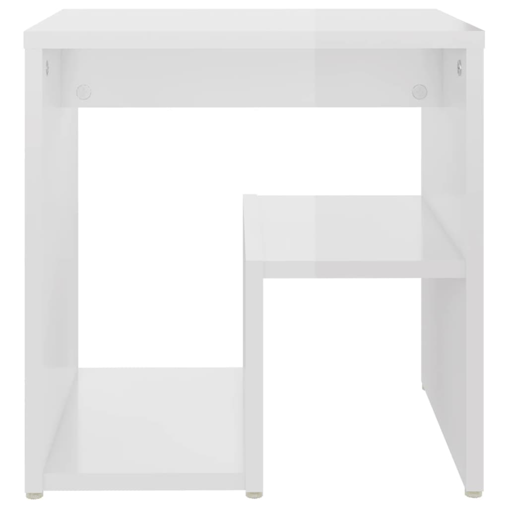 Comodini 2 pz Bianco Lucido 40x30x40 cm in Legno Multistrato