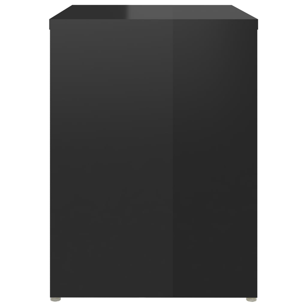 Comodino Nero Lucido 40x30x40 cm in Legno Multistrato
