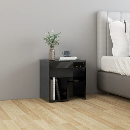 Comodino Nero Lucido 40x30x40 cm in Legno Multistrato