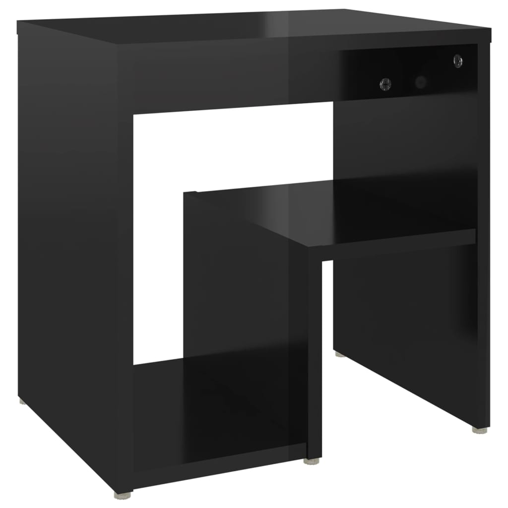 Comodini 2 pz Nero Lucido 40x30x40 cm in Legno Multistrato