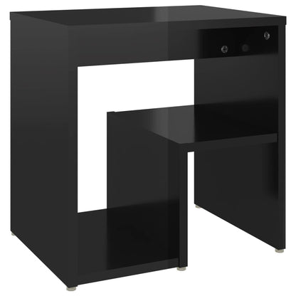 Comodini 2 pz Nero Lucido 40x30x40 cm in Legno Multistrato